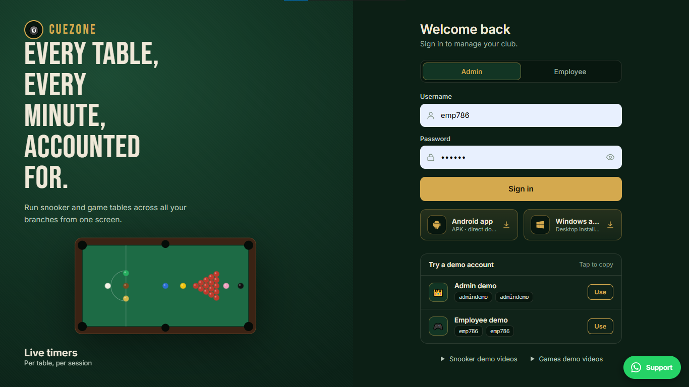 CueZone – Snooker Club POS screenshot